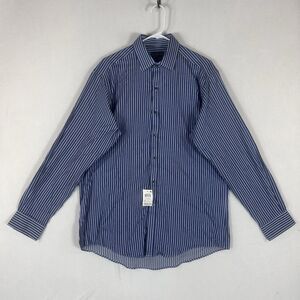 Club Room NEW Long Sleeve Button Up Dress Shirt Mens 15.5 (34/35) Blue Striped